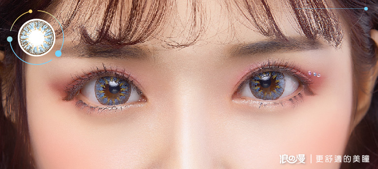 MIZULENS炫彩系列-浪の漫產品實戴圖，浪漫藍色實戴，更舒適的美瞳